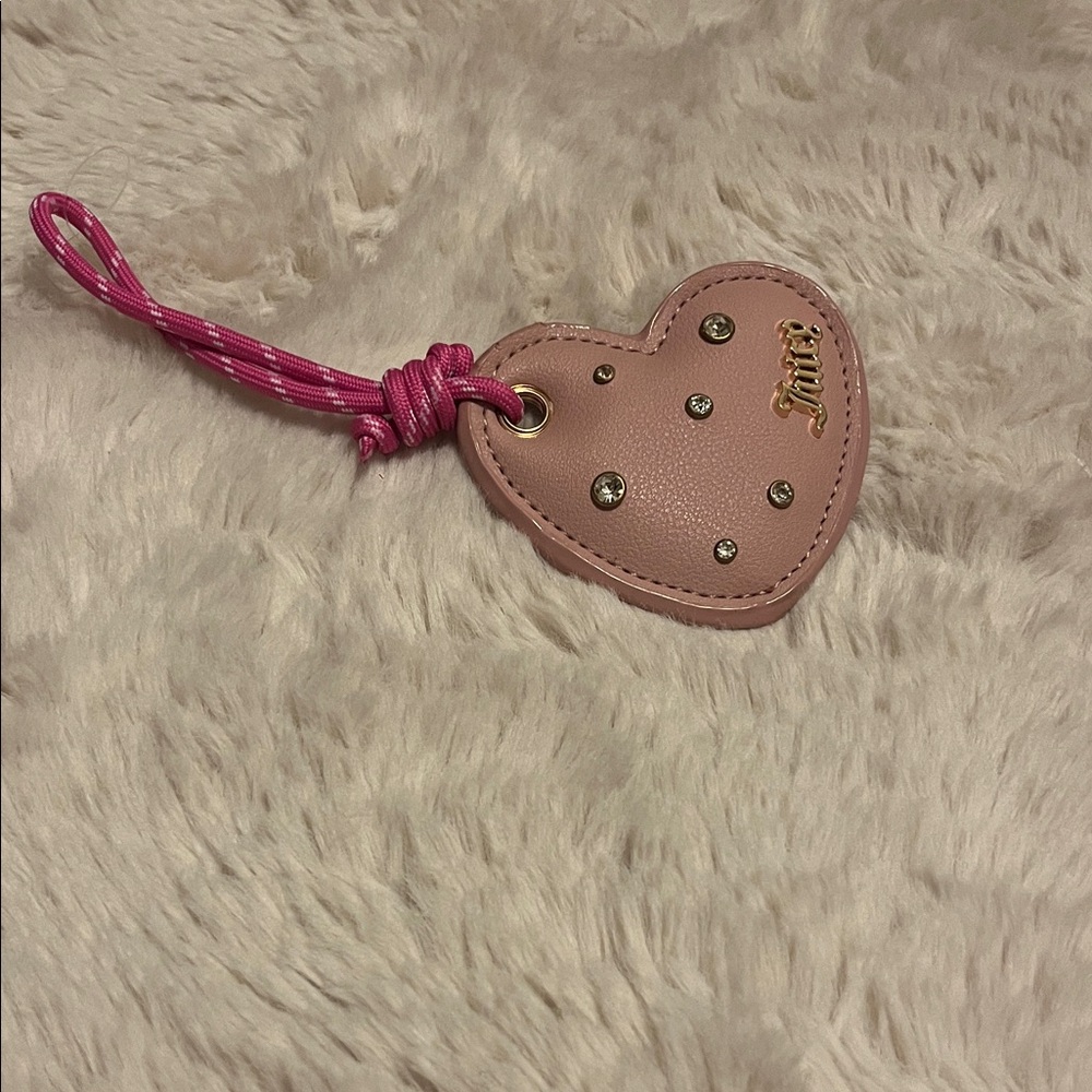 Juicy Couture Pink Heart Keychain with Gold Accents